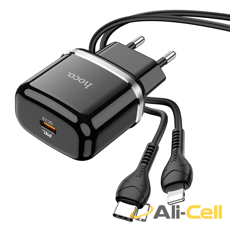 Wall charger “N24 Victorious” PD20W EU set with cable (N24 Black, Single) — 3