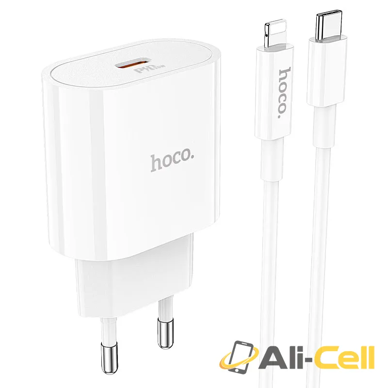 Wall charger “C94A Metro” PD20W EU set with cable (C94a Tc Ltn White, Set With Type C To Lightning Cable)