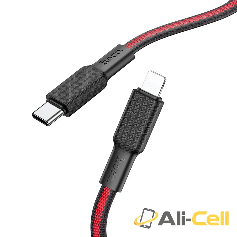 Cable Type-C to Lightning “X69 Jaeger” PD charging data sync (X69 Pd Tc Ltn Black Red, 1.0m)
