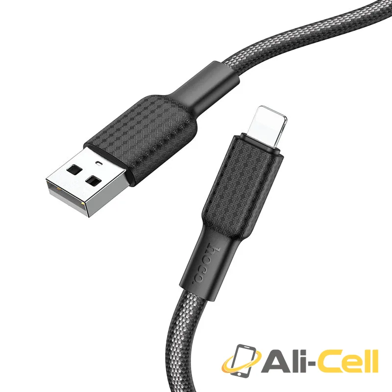Cable USB to Lightning “X69 Jaeger” charging data sync (X69 Usb Ltn Black White, 1.0m)