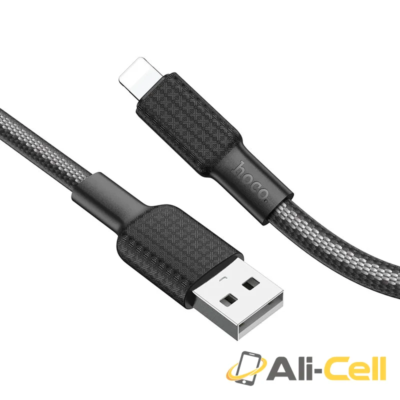 Cable USB to Lightning “X69 Jaeger” charging data sync (X69 Usb Ltn Black White, 1.0m) — 2