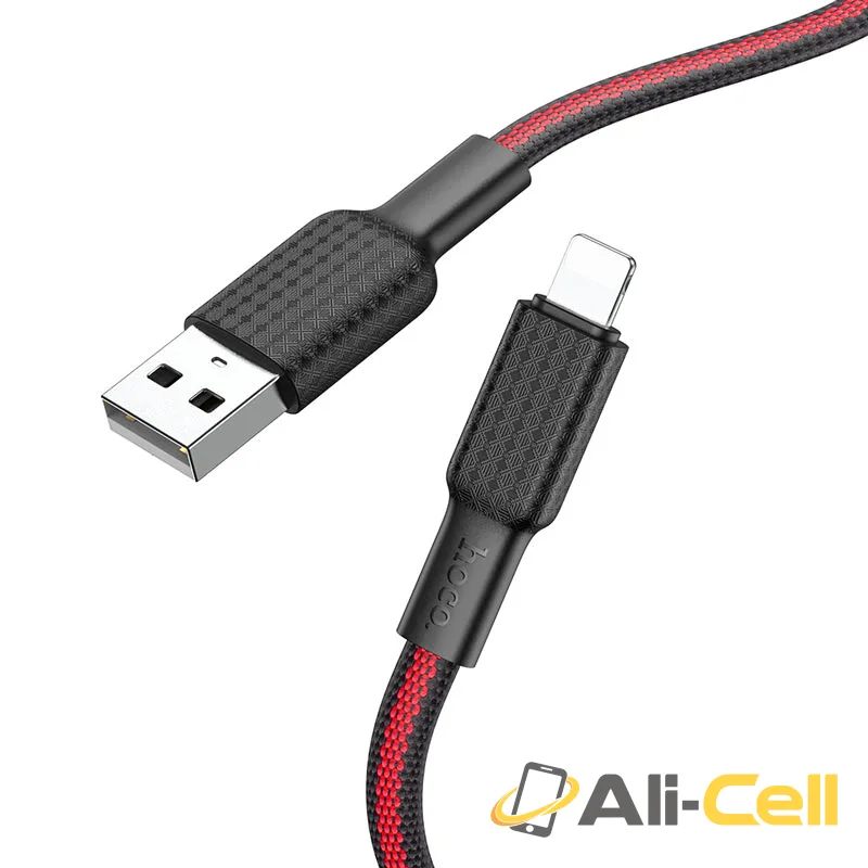 Cable USB to Lightning “X69 Jaeger” charging data sync (X69 Usb Ltn Black Red, 1.0m)