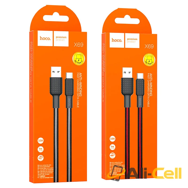 Cable USB to Type-C “X69 Jaeger” charging data sync (X69 Usb Tc Black White, 1.0m) — 7