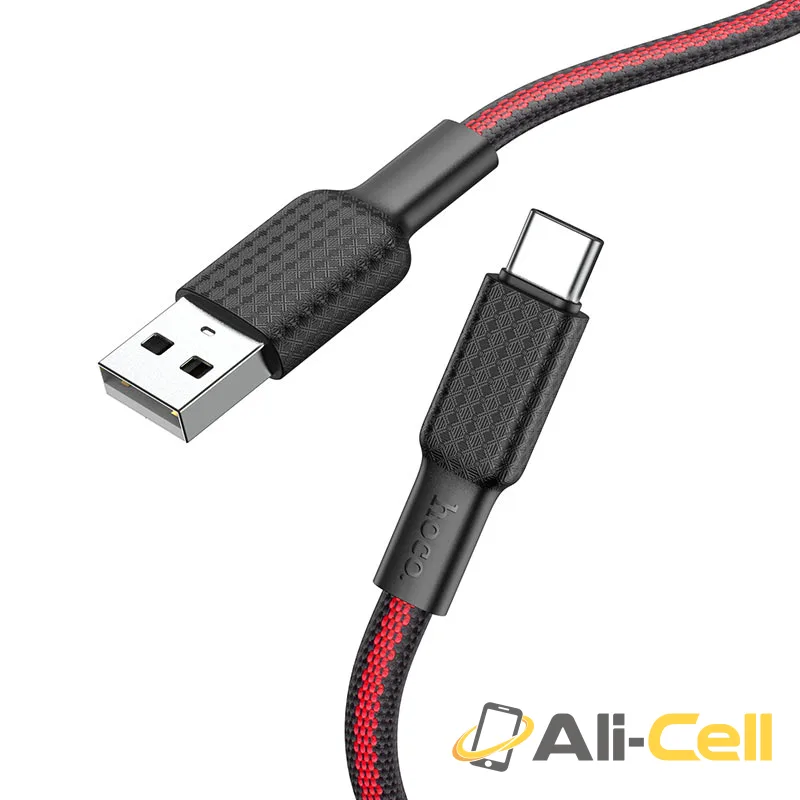 Cable USB to Type-C “X69 Jaeger” charging data sync (X69 Usb Tc Black Red, 1.0m)