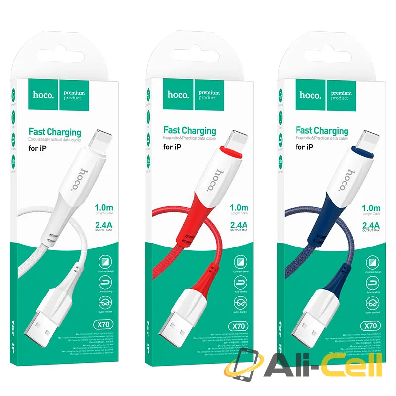 Cable USB to Lightning “X70 Ferry” charging data sync (X70 Usb Ltn Red, 1.0m) — 7