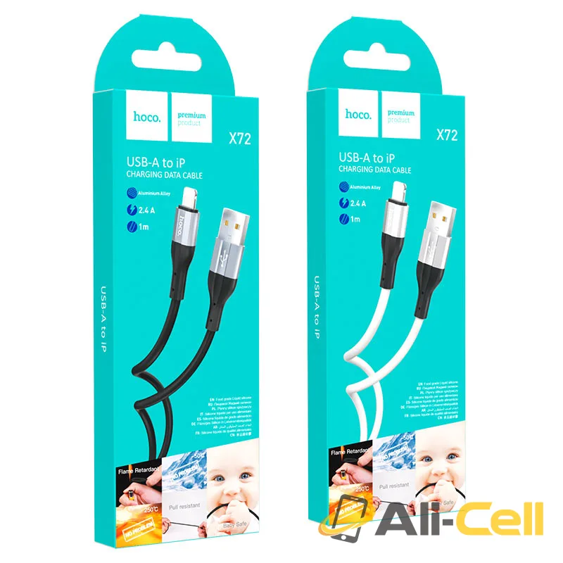 Cable USB to Lightning “X72 Creator” silicone charging data sync (X72 Ltn Black, 1.0m) — 7