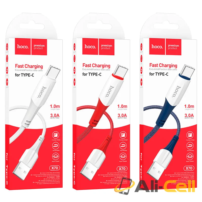 Cable USB to Type-C “X70 Ferry” charging data sync (X70 Usb Tc Red, 1.0m) — 7