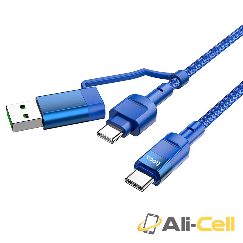 Cable 2-in-1 Type-C to Type-C / USB “U106 Moulder” 100W (U106 2in1 5a 100w Usb Tc To Tc Blue, 1.2m)