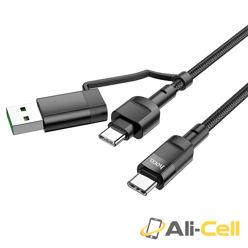 Cable 2-in-1 Type-C to Type-C / USB “U106 Moulder” 100W (U106 2in1 5a 100w Usb Tc To Tc Black, 1.2m)