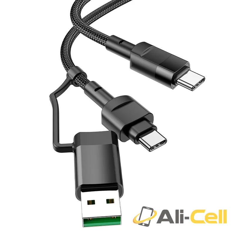 Cable 2-in-1 Type-C to Type-C / USB “U106 Moulder” 100W (U106 2in1 5a 100w Usb Tc To Tc Black, 1.2m) — 2