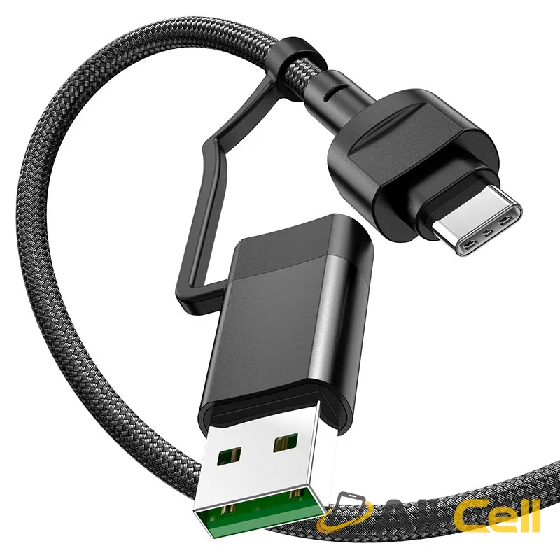 Cable 2-in-1 Type-C to Type-C / USB “U106 Moulder” 100W (U106 2in1 5a 100w Usb Tc To Tc Black, 1.2m) — 3
