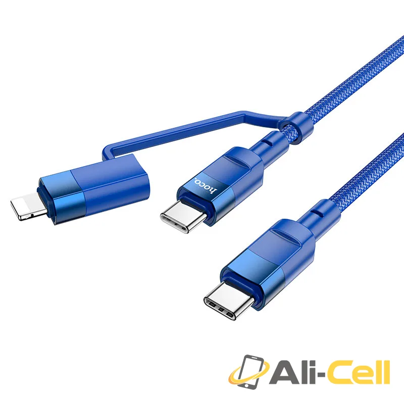 Cable 2-in-1 Type-C to Type-C / Lightning “U106 Moulder” 20W / 100W (U106 2in1 Tc To Tc Ltn Blue, 1.2m)
