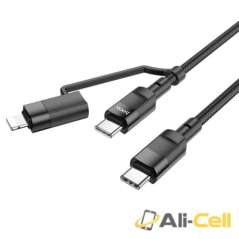 Cable 2-in-1 Type-C to Type-C / Lightning “U106 Moulder” 20W / 100W (U106 2in1 Tc To Tc Ltn Black, 1.2m)