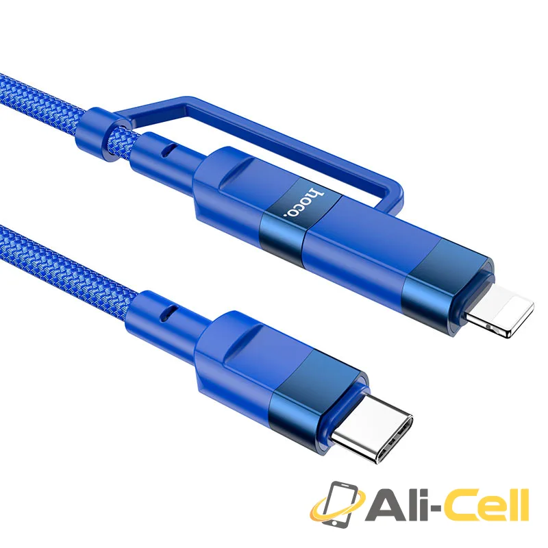 Cable 2-in-1 Type-C to Type-C / Lightning “U106 Moulder” 20W / 100W (U106 2in1 Tc To Tc Ltn Black, 1.2m) — 3