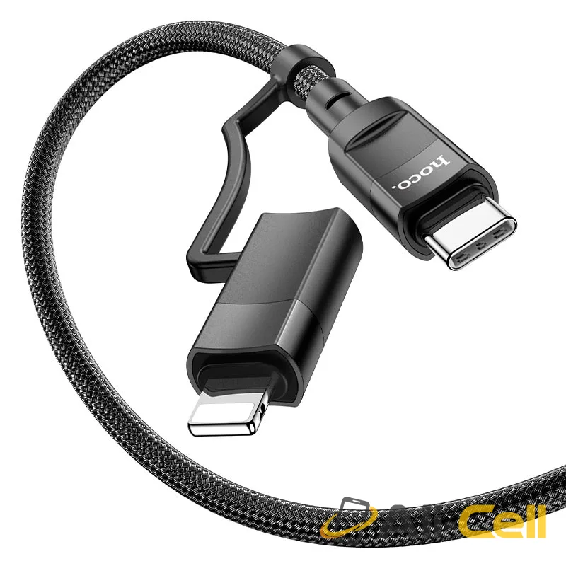 Cable 2-in-1 Type-C to Type-C / Lightning “U106 Moulder” 20W / 100W (U106 2in1 Tc To Tc Ltn Black, 1.2m) — 4