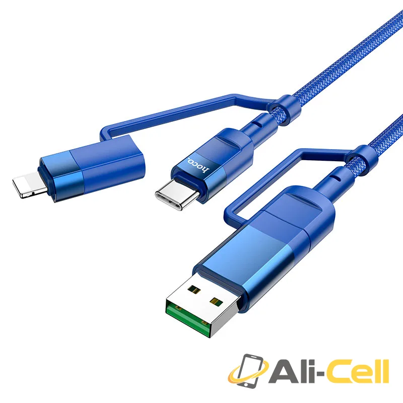 Cable 4-in-1 USB / Type-C to Lightning / Type-C “U106 Moulder” (U106 4in1 Usb Tc To Ltn Tc Blue, 1.2m)