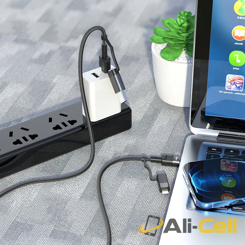 Cable 4-in-1 USB / Type-C to Lightning / Type-C “U106 Moulder” (U106 4in1 Usb Tc To Ltn Tc Blue, 1.2m) — 5