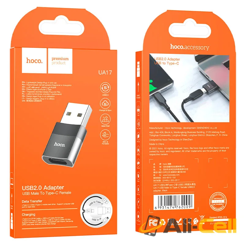 Adapter USB Male to Type-C female “UA17” (Ua17 Usb Tc Black) — 7
