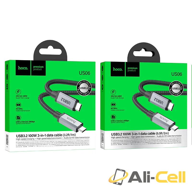 Cable Type-C to Type-C “US06” USB3.2 20Gbps (Us06 Black, 1.0m) — 7