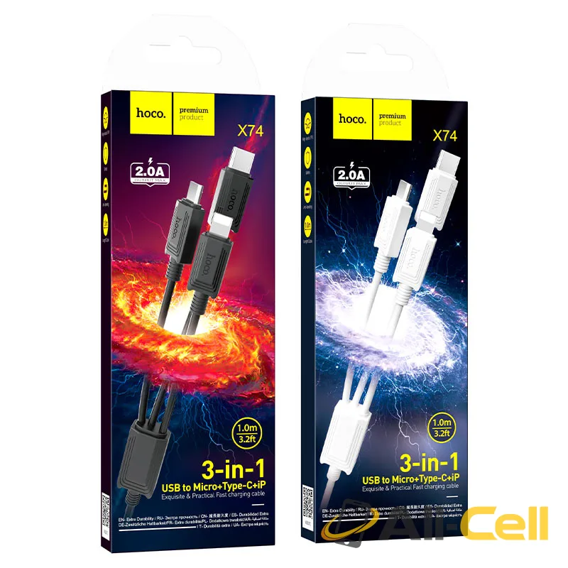 Cable 3-in-1 “X74” charging wire (X74 3in1 Black, 1.0m) — 7