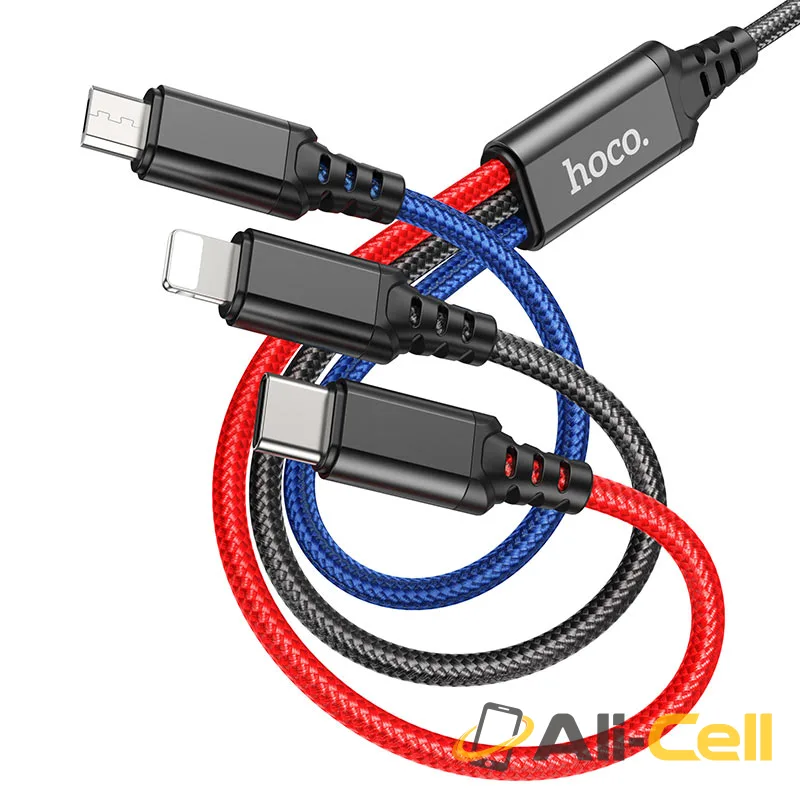 Cable 3-in-1 “X76 Super” charging wire (X76 3in1 Black Red Blue, 1.0m)