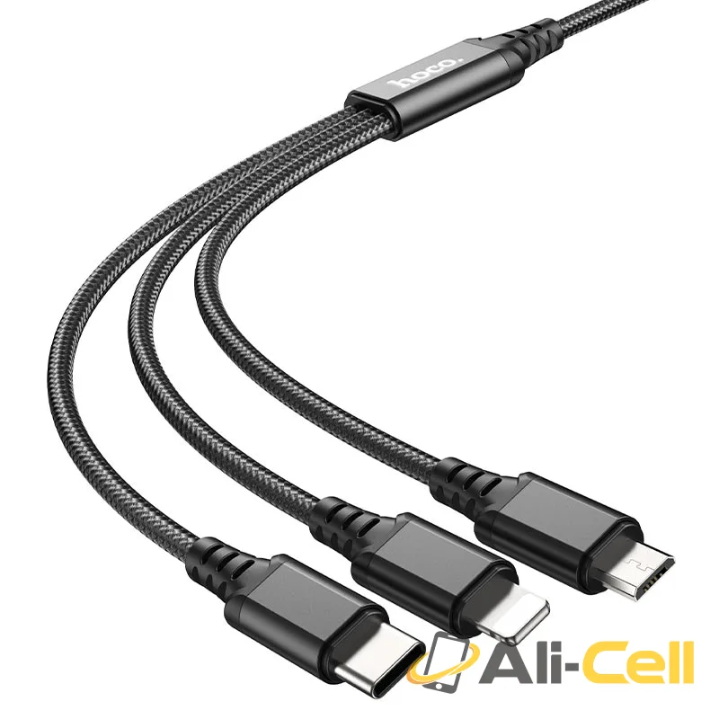 Cable 3-in-1 “X76 Super” charging wire (X76 3in1 Black, 1.0m) — 3