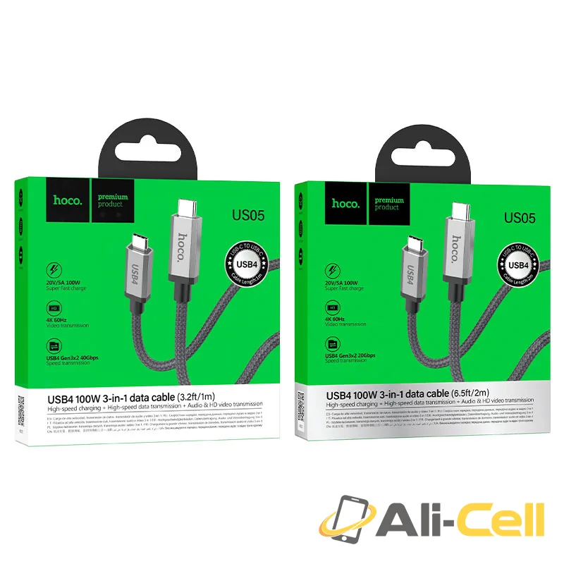 Cable Type-C to Type-C “US05” USB4 100W (Us05 Black, 2m) — 7