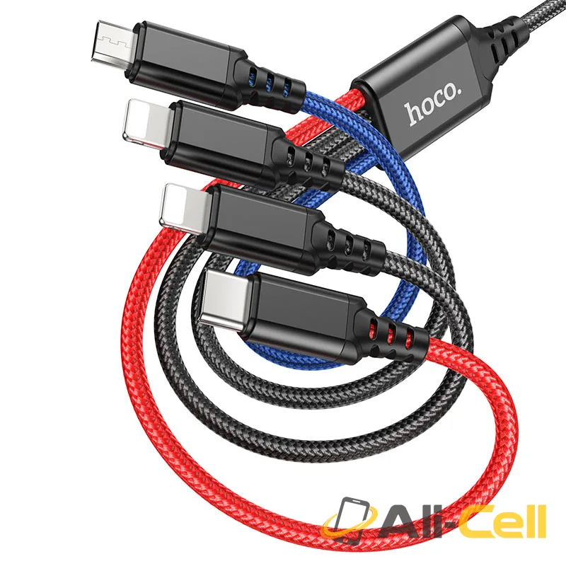 Cable 4-in-1 “X76 Super” for 2xLightning charging wire (X76 4in1 2ltn Tc Musb Black Red Blue, 1.0m)