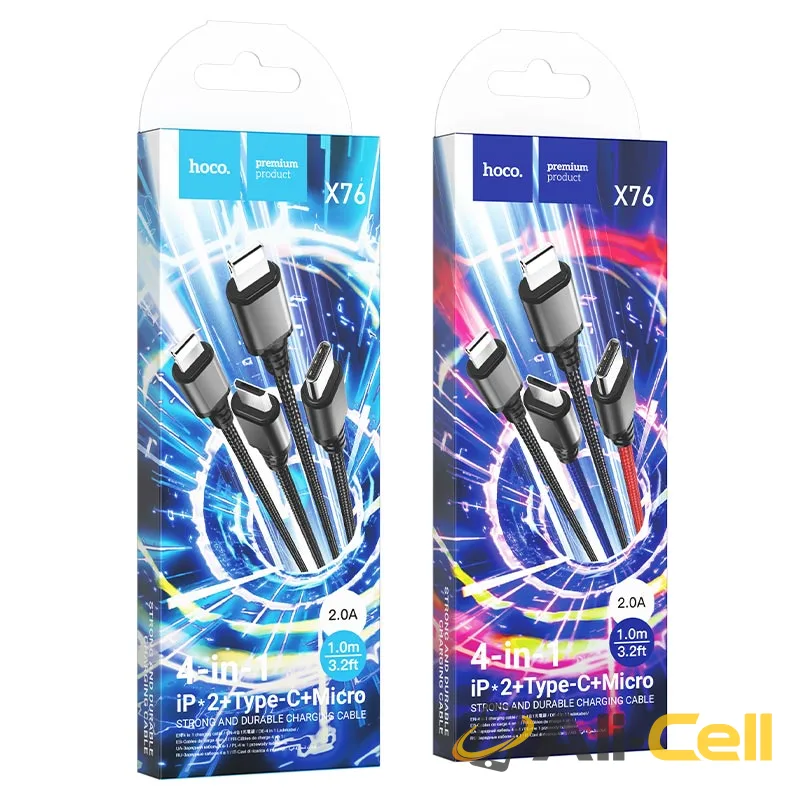 Cable 4-in-1 “X76 Super” for 2xLightning charging wire (X76 4in1 2ltn Tc Musb Black, 1.0m) — 7