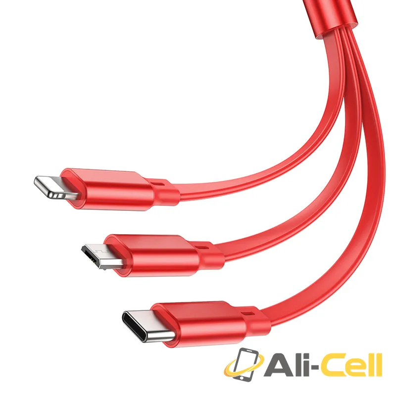 Cable 3-in-1 “X75” charging wire (X75 3in1 Red, 1.0m) — 3