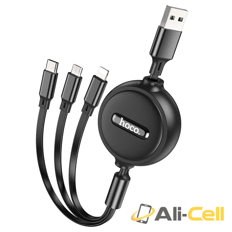 Cable 3-in-1 “X75” charging wire (X75 3in1 Black, 1.0m) — 2