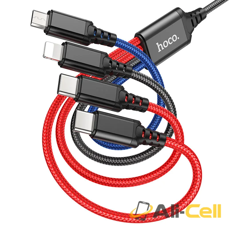 Cable 4-in-1 “X76 Super” for 2xType-C charging wire (X76 4in1 2tc Ltn Musb Black Red Blue, 1.0m)