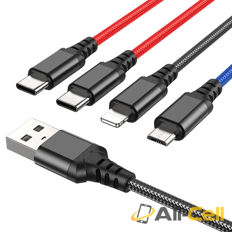 Cable 4-in-1 “X76 Super” for 2xType-C charging wire (X76 4in1 2tc Ltn Musb Black Red Blue, 1.0m) — 2