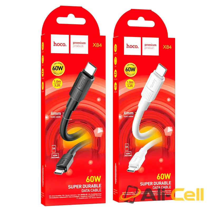 Cable Type-C to Type-C “X84 Solid” 60W charging data sync (X84 60w Tc Tc Black, 1.0m) — 7