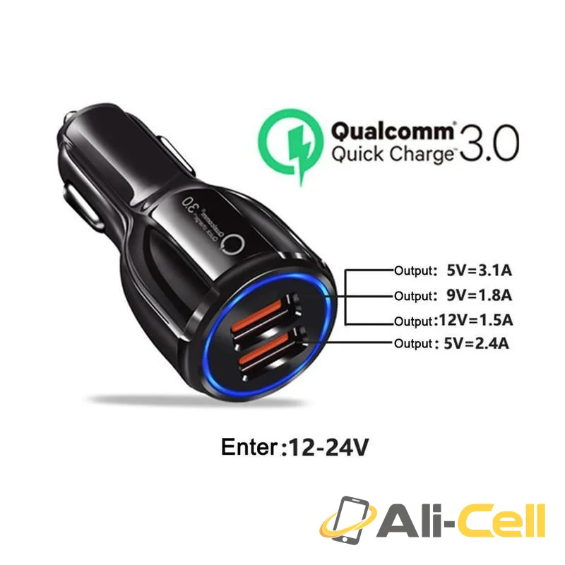Dual-Port USB Fast Mobile Phone Car Charger — 9