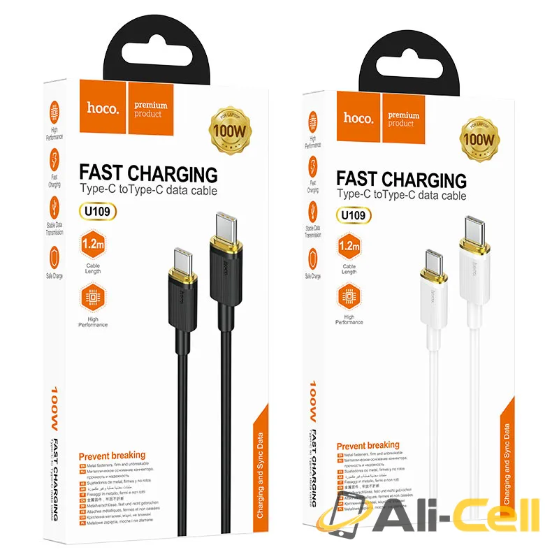Cable Type-C to Type-C “U109” 100W charging data sync (U109 100w Tc Tc Black, 1.2m) — 7