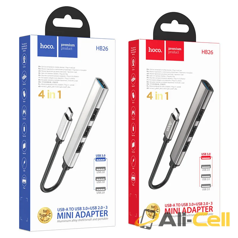Type-C hub 4-in-1 “HB26” USB3.0+USB2.0*3 (Hb26 Tc Metal Gray) — 7