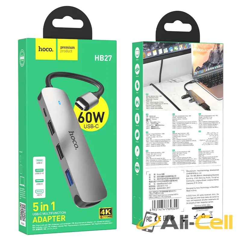 Type-C hub “HB27” HDTV + USB3.0 + USB2.0*2 + PD (Hb27 Metal Gray) — 7