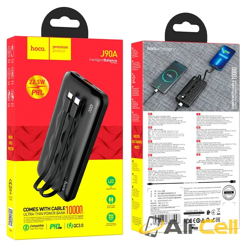 Power bank “J90A” 22.5W+PD20W 10000mAh (J90a Black) — 7