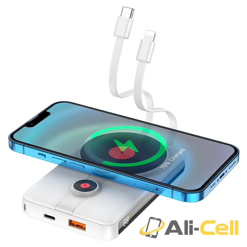 Power bank “J92 Path” wireless charging + built-in cables 10000mAh (J92 Black) — 2