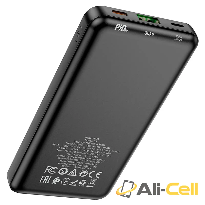 Power bank “Q9 Shell” PD20W + QC3.0 10000mAh (Q9 Black) — 4