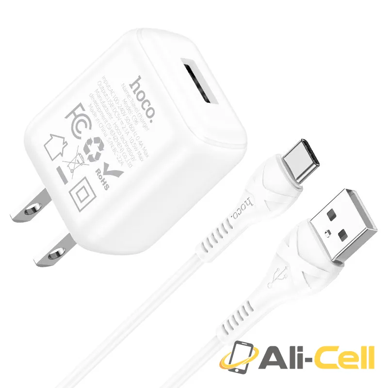 Wall charger “C96” US set with cable (C96 Set Usb Tc White, Set With Type C Cable)