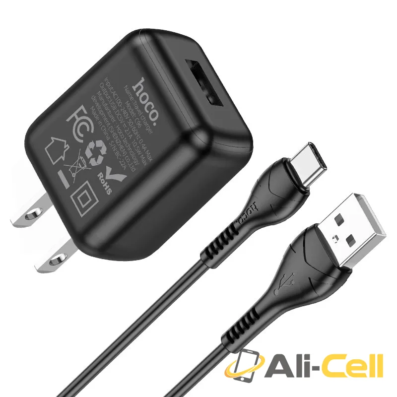 Wall charger “C96” US set with cable (C96 Set Usb Tc Black, Set With Type C Cable)