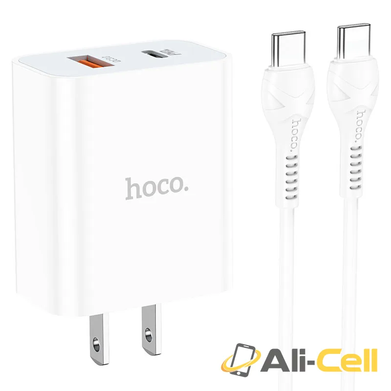 Wall charger “C97” PD20W+QC3.0 US set with cable (C97 Set Tc Tc White, Set With Type C To Type C Cable)