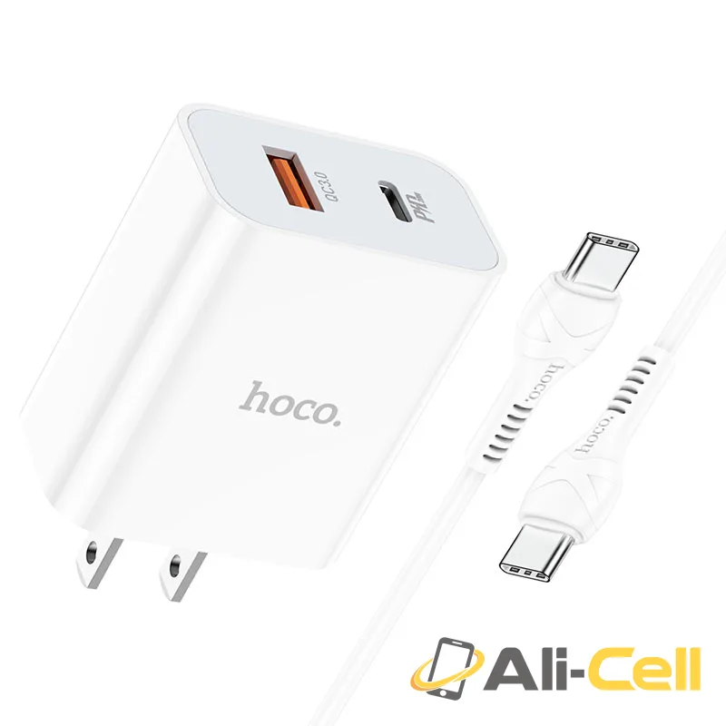 Wall charger “C97” PD20W+QC3.0 US set with cable (C97 Set Tc Tc White, Set With Type C To Type C Cable) — 3