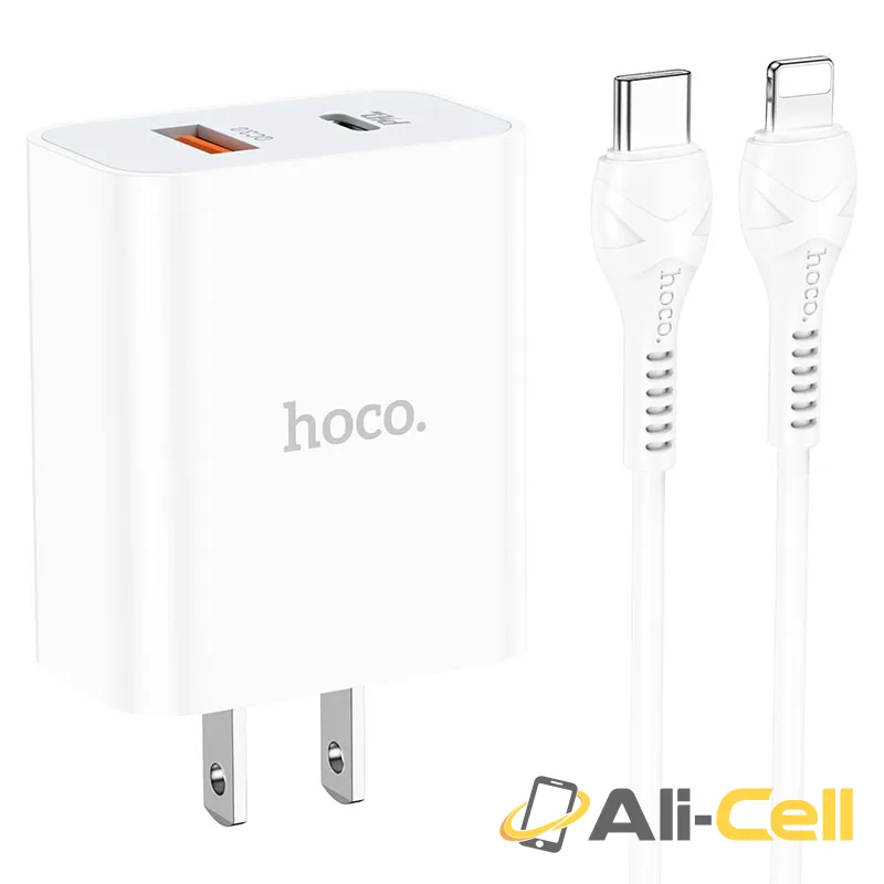 Wall charger “C97” PD20W+QC3.0 US set with cable (C97 Set Tc Ltn White, Set With Type C To Lightning Cable)