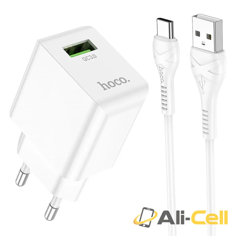 Wall charger “C98A Proton” QC3.0 EU set with cable (C98a Set Usb Tc White, Set With Type C Cable)