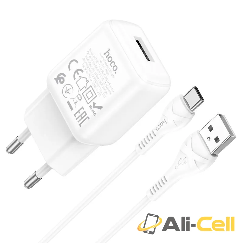 Wall charger “C96A” EU set with cable (C96a Set Usb Tc White, Set With Type C Cable)