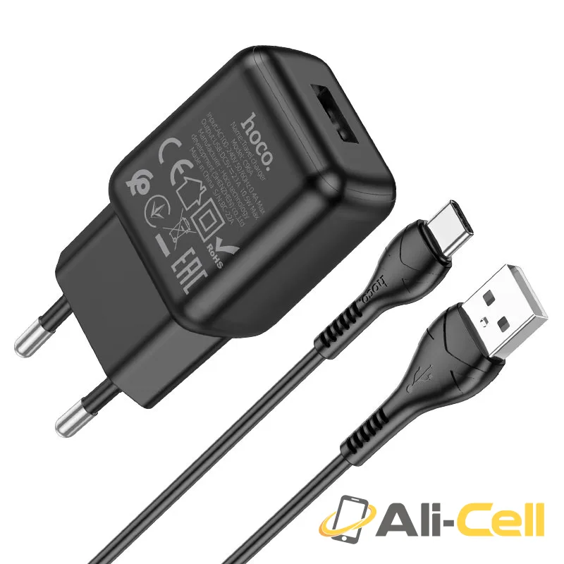Wall charger “C96A” EU set with cable (C96a Set Usb Tc Black, Set With Type C Cable)