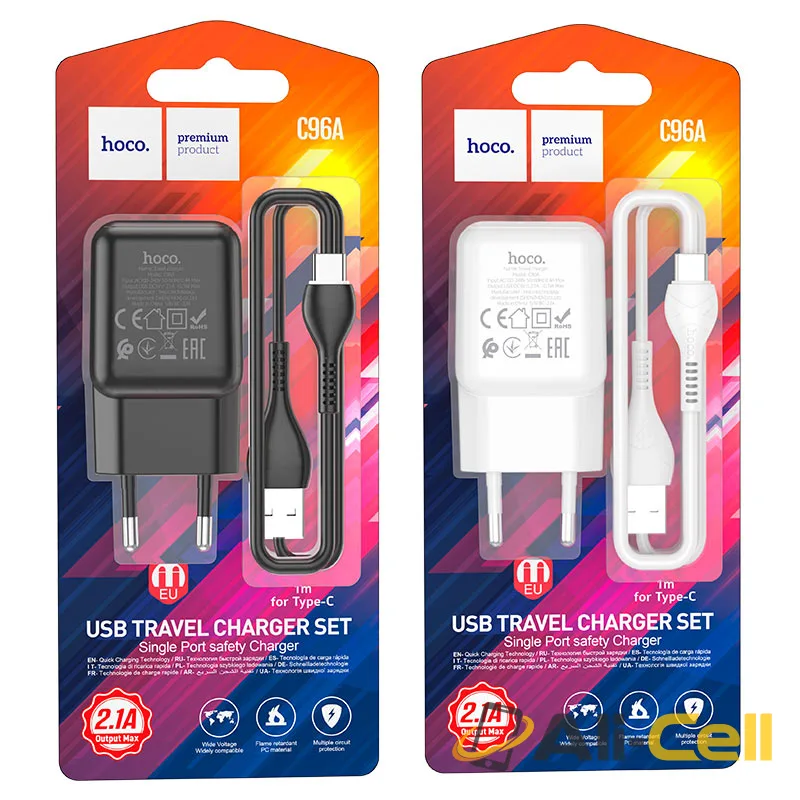 Wall charger “C96A” EU set with cable (C96a Black, Single) — 7